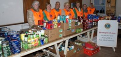 Team of Lions ready for the huge task of preparing and distributing up to 100 hampers at Christmas time